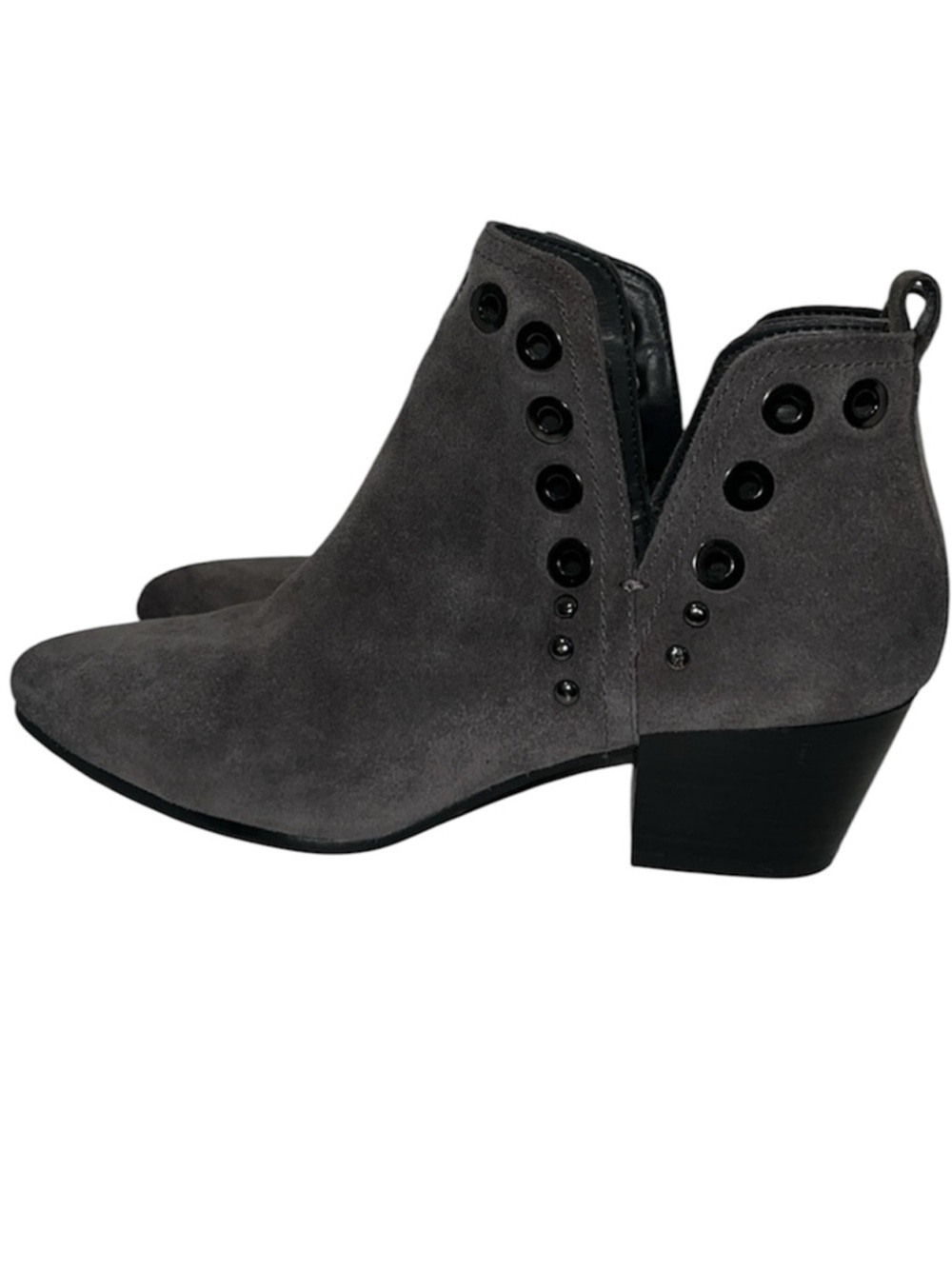 Sam Edelman Grey Suede Rubin Studded Grommet Ankle Bootie Women’s Size 6 - Picture 1 of 11